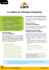 En bref... Le régime de chômage intempéries